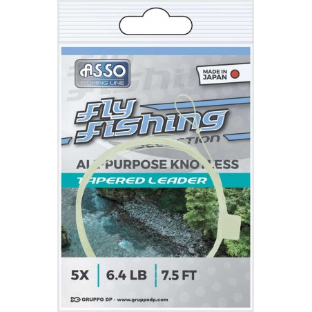 ASSO Knotless Tapered Leader Moss Green 9ft