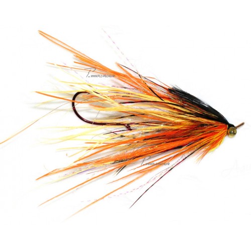 Mouche AQUAFLIES Steelhead Stu's Mini Ostrich Intruder Golden Orange