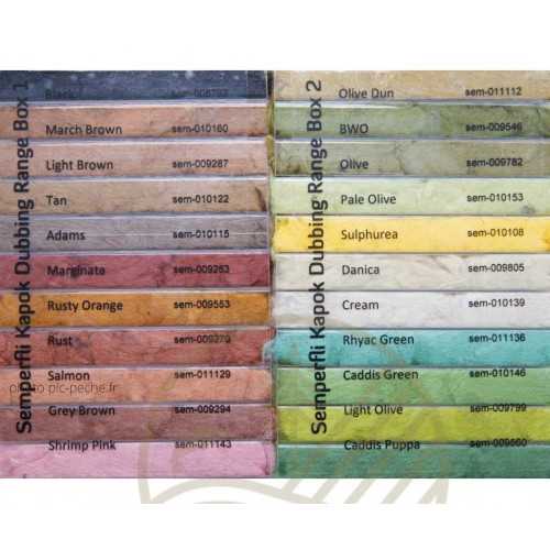 SEMPERFLI Kapok Dry Fly Dubbing Full Selection Dispenser