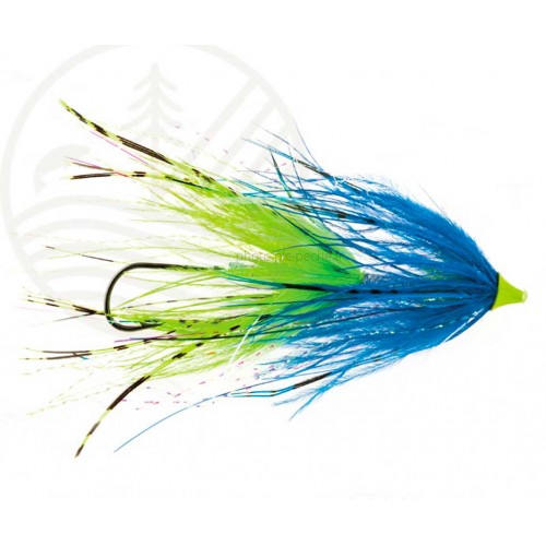 Mouche saumon king Stu's chinook intruder Blue/Chartreuse