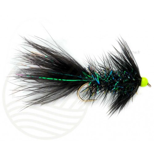 Mouche FULLING MILL Shimmer Bugger Black/Chartreuse H6