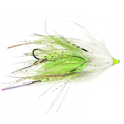 Mouche Saumon AQUAFLIES King Stu's Chinook Intruder White/Chartreuse