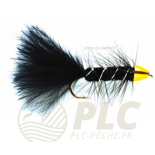 Mouche Streamer FULLING MILL Golden Bullet Bugger Black