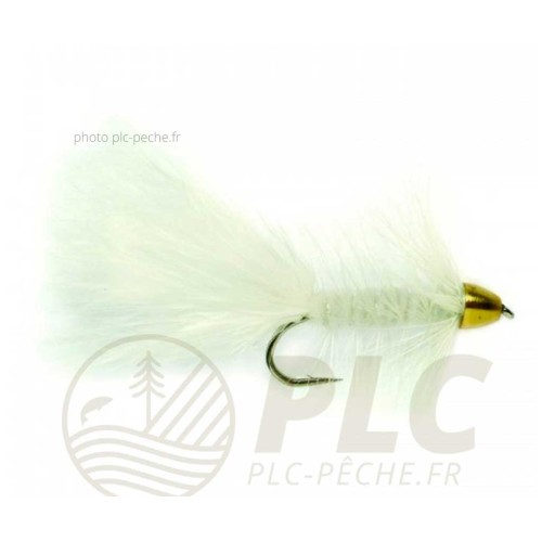 Mouche Streamer FULLING MILL Golden Bullet Wolly Bugger White
