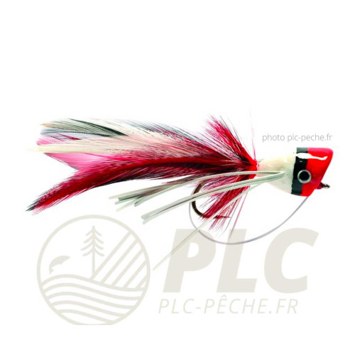 Mouche FULLING MILL Bass Popper Red & White S6