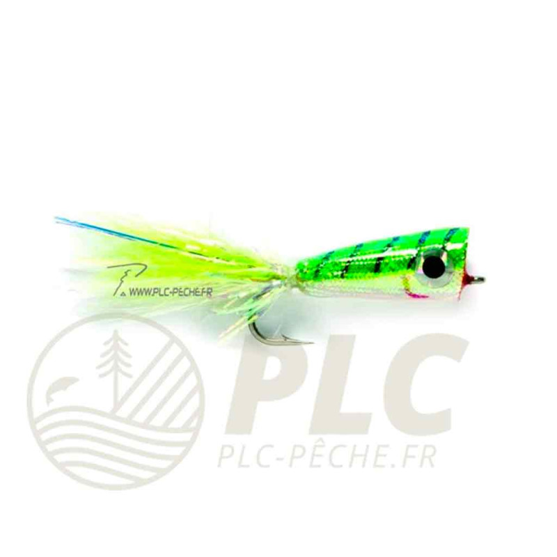 Mouche Mer FULLING MILL Mylar Popper Chartreuse/White