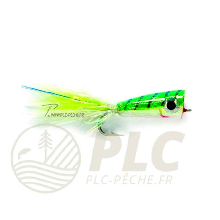 Mouche Mer FULLING MILL Mylar Popper Chartreuse/White