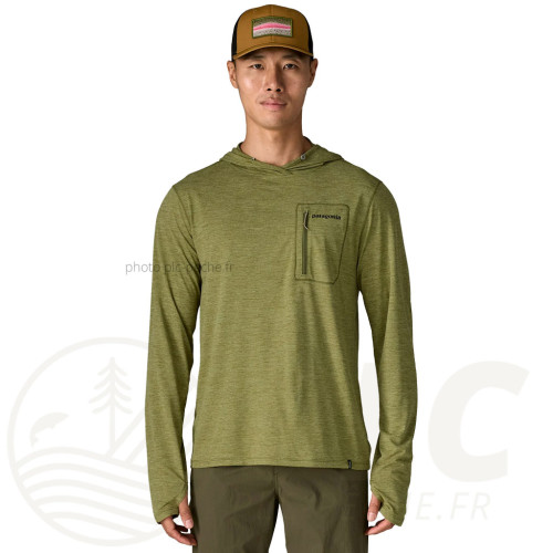 Tee Shirt Patagonia Cap Cool Sun Hoody - Fitz Roy Trout Casper Green X-Dye PATAGONIA