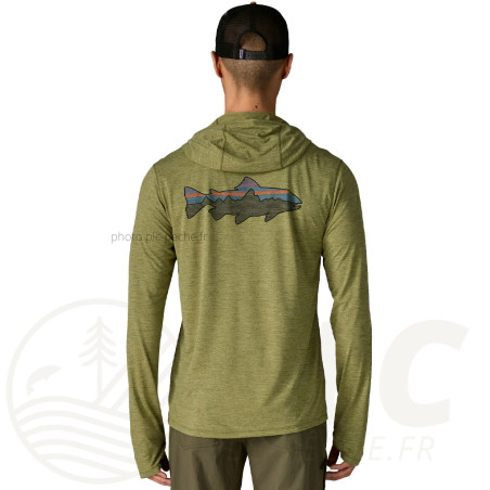 M's L/S Cap Cool Sun Hoody - Fitz Roy Trout Buckhorn Green X-Dye PATGONIA