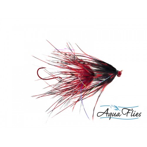 Mouche Steelhead/saumon Stu's intruder barred ostrich red/black
