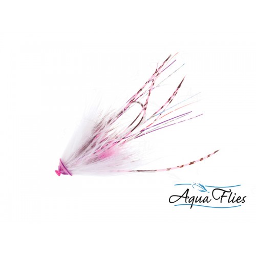 Mouche tube fly Saumon/Steelhead Stu's metal head tube white/pink