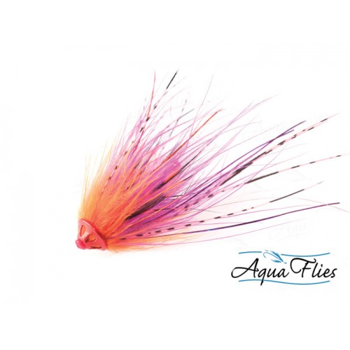 Mouche tube fly Saumon/Steelhead Stu's metal head tube orange/fuschia