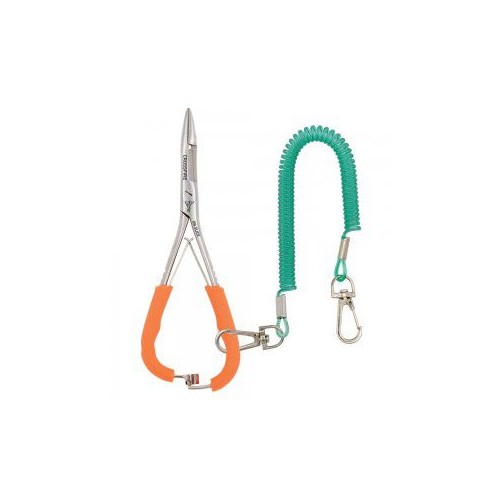 Pince Dr Slick à clamper avec ciseaux grips orange et cordon de sécurité